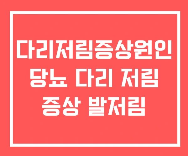 다리저림증상원인 당뇨 다리 저림 증상 발저림 다리저림증상원인 당뇨 다리 저림 증상 발저림