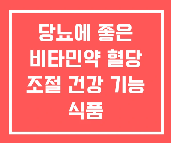 당뇨에 좋은 비타민약 혈당 조절 건강 기능 식품 당뇨에 좋은 비타민약 혈당 조절 건강 기능 식품