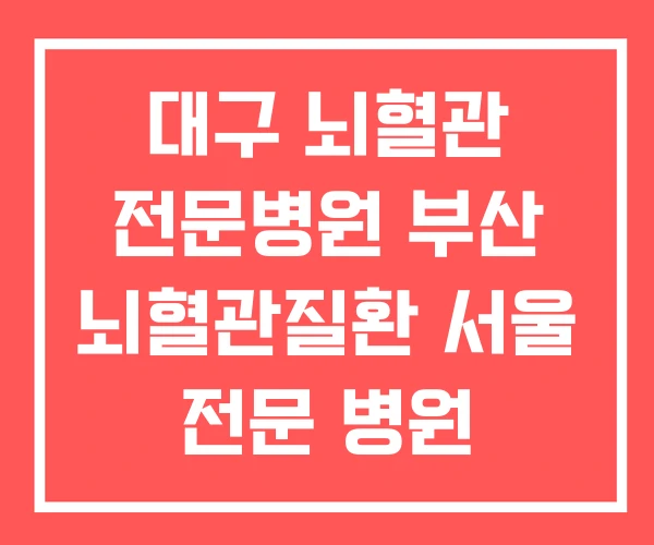 대구 뇌혈관 전문병원 부산 뇌혈관질환 서울 전문 병원
