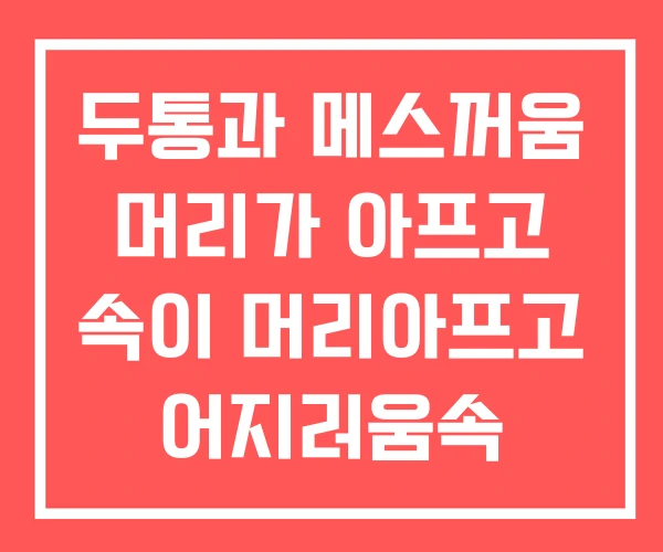 두통과 메스꺼움 머리가 아프고 속이 머리아프고 어지러움속