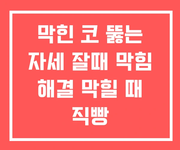 막힌 코 뚫는 자세 잘때 막힘 해결 막힐 때 직빵
