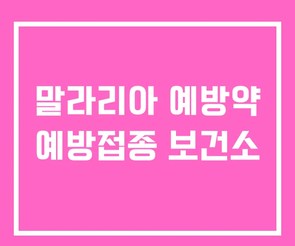 말라리아 예방약 예방접종 보건소