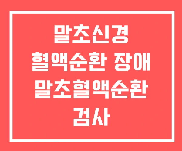 말초신경 혈액순환 장애 말초혈액순환 검사 말초신경 혈액순환 장애 말초혈액순환 검사