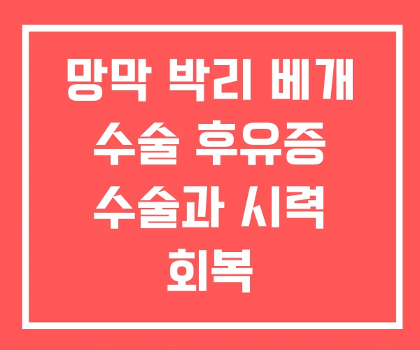 망막 박리 베개 수술 후유증 수술과 시력 회복