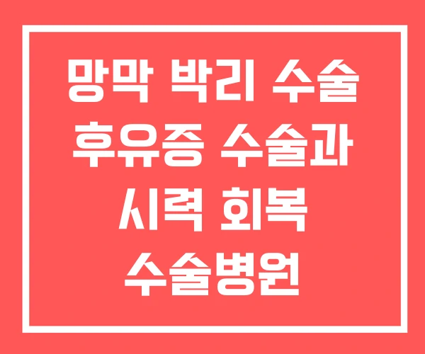 망막 박리 수술 후유증 수술과 시력 회복 수술병원