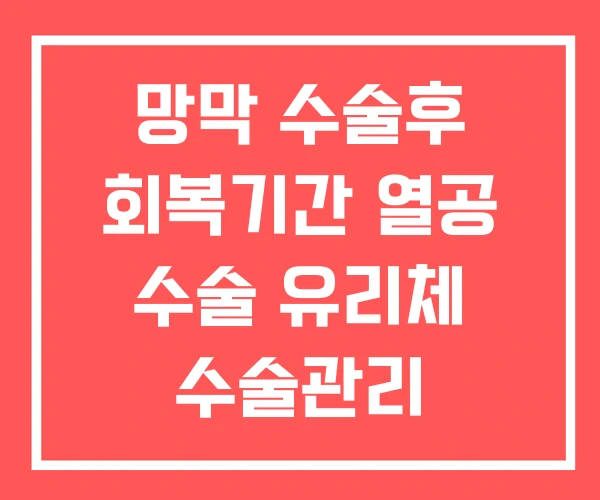 망막 수술후 회복기간 열공 수술 유리체 수술관리