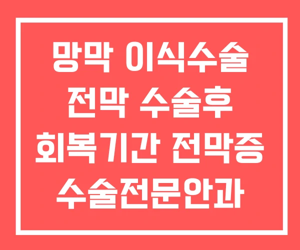망막 이식수술 전막 수술후 회복기간 전막증 수술전문안과