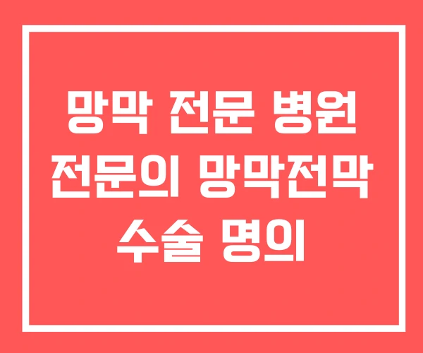 망막 전문 병원 전문의 망막전막 수술 명의 망막 전문 병원 전문의 망막전막 수술 명의