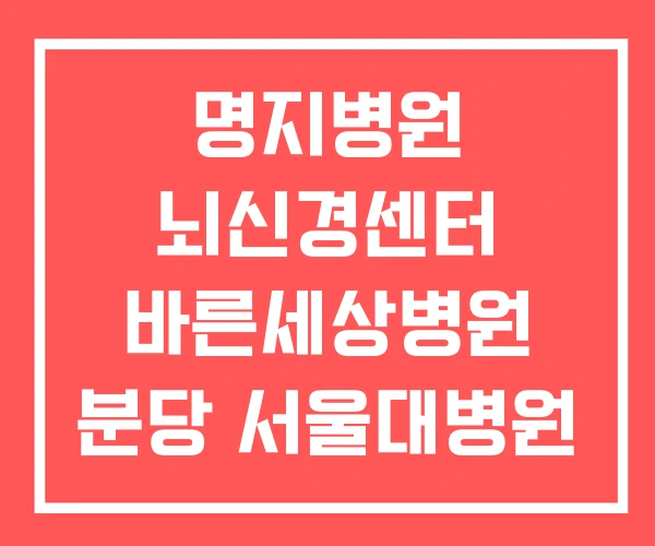 명지병원 뇌신경센터 바른세상병원 분당 서울대병원