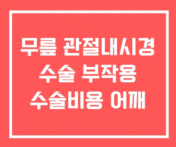 무릎 관절내시경 수술 부작용 수술비용 어깨 무릎 관절내시경 수술 부작용 수술비용 어깨