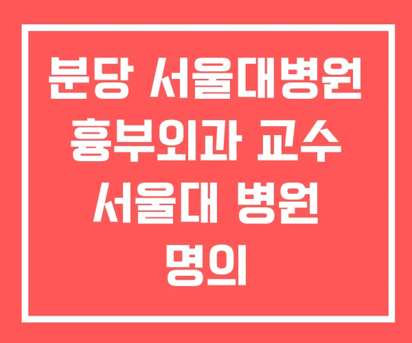 분당 서울대병원 흉부외과 교수 서울대 병원 명의 분당 서울대병원 흉부외과 교수 서울대 병원 명의