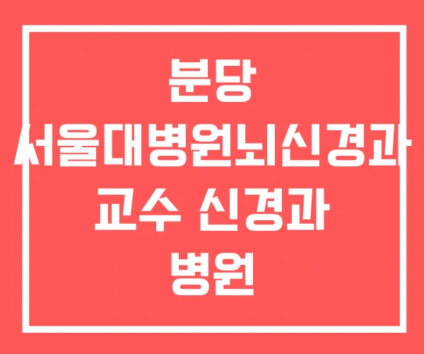 분당 서울대병원뇌신경과 교수 신경과 병원