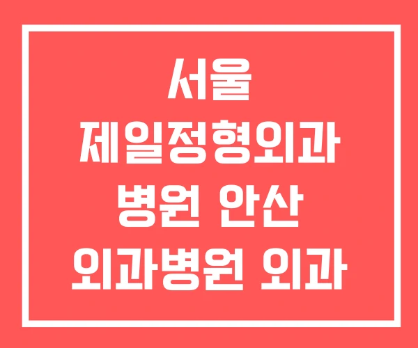 서울 제일정형외과 병원 안산 외과병원 외과 영어로