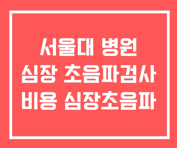 서울대 병원 심장 초음파검사 비용 심장초음파 서울대 병원 심장 초음파검사 비용 심장초음파