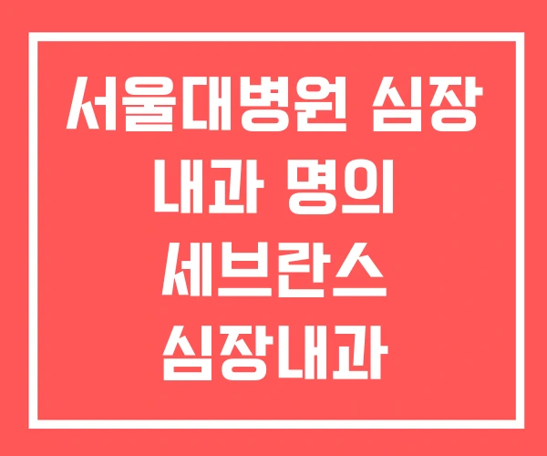 서울대병원 심장 내과 명의 세브란스 심장내과 전문병원