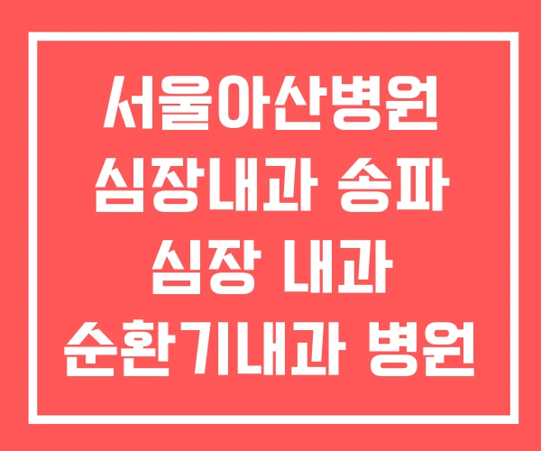서울아산병원 심장내과 송파 심장 내과 순환기내과 병원