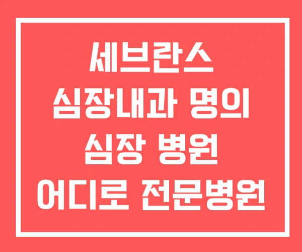 세브란스 심장내과 명의 심장 병원 어디로 전문병원