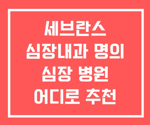 세브란스 심장내과 명의 심장 병원 어디로 추천 세브란스 심장내과 명의 심장 병원 어디로 추천