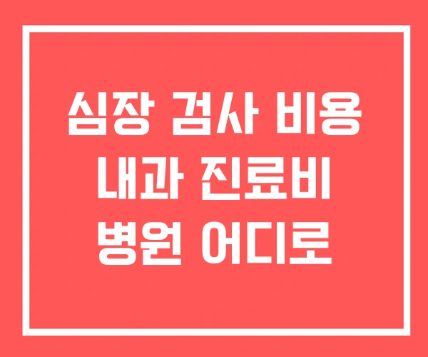 심장 검사 비용 내과 진료비 병원 어디로 심장 검사 비용 내과 진료비 병원 어디로