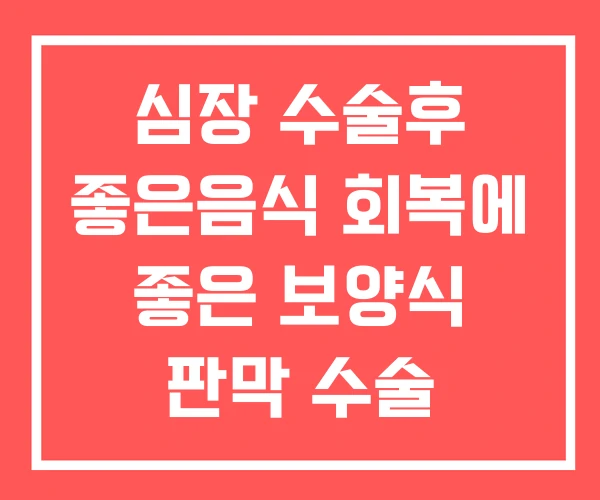 심장 수술후 좋은음식 회복에 좋은 보양식 판막 수술 심장 수술후 좋은음식 회복에 좋은 보양식 판막 수술