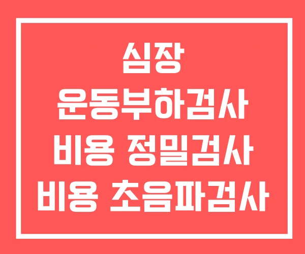심장 운동부하검사 비용 정밀검사 비용 초음파검사 비용