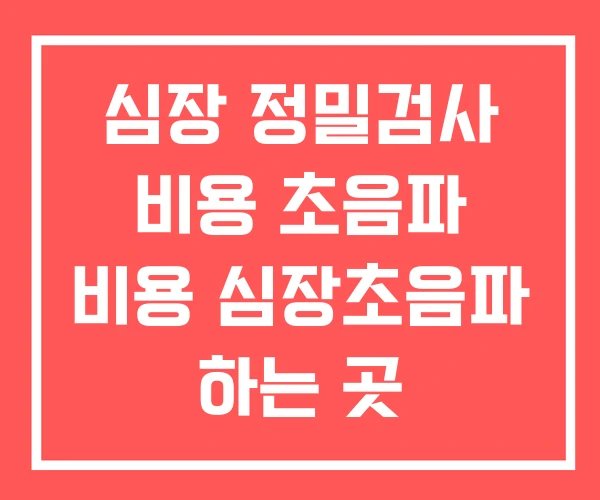 심장 정밀검사 비용 초음파 비용 심장초음파 하는 곳