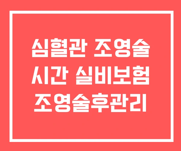 심혈관 조영술 시간 실비보험 조영술후관리