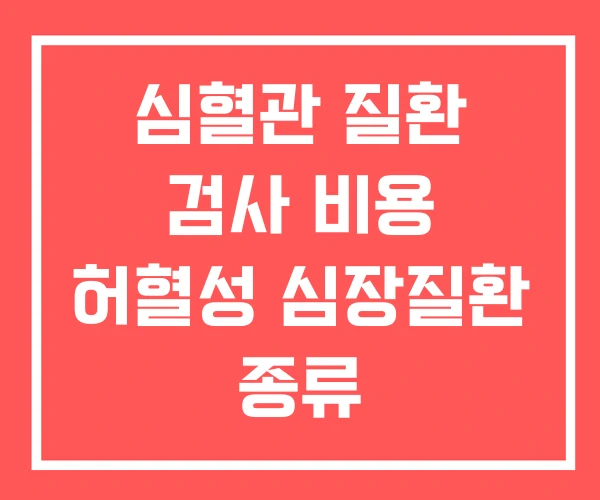 심혈관 질환 검사 비용 허혈성 심장질환 종류 심혈관 질환 검사 비용 허혈성 심장질환 종류