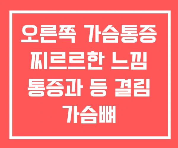 오른쪽 가슴통증 찌르르한 느낌 통증과 등 결림 가슴뼈 오른쪽 가슴통증 찌르르한 느낌 통증과 등 결림 가슴뼈