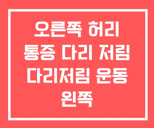 오른쪽 허리 통증 다리 저림 다리저림 운동 왼쪽 오른쪽 허리 통증 다리 저림 다리저림 운동 왼쪽