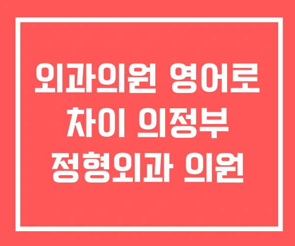 외과의원 영어로 차이 의정부 정형외과 의원