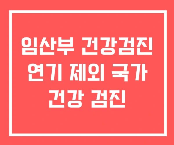 임산부 건강검진 연기 제외 국가 건강 검진 임산부 건강검진 연기 제외 국가 건강 검진