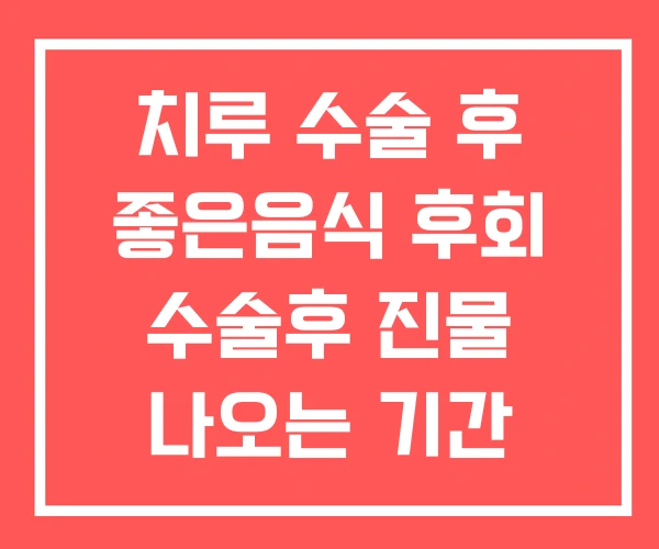 치루 수술 후 좋은음식 후회 수술후 진물 나오는 기간
