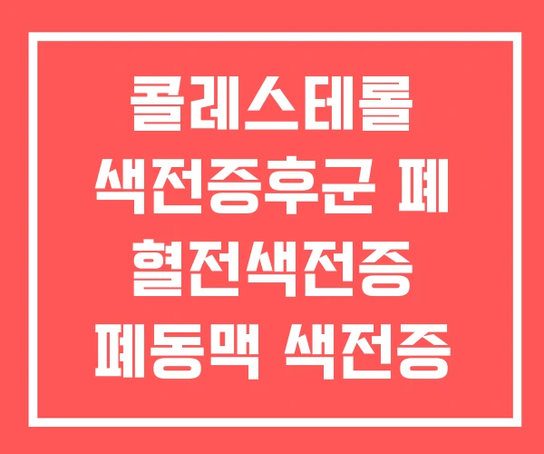 콜레스테롤 색전증후군 폐 혈전색전증 폐동맥 색전증 콜레스테롤 색전증후군 폐 혈전색전증 폐동맥 색전증