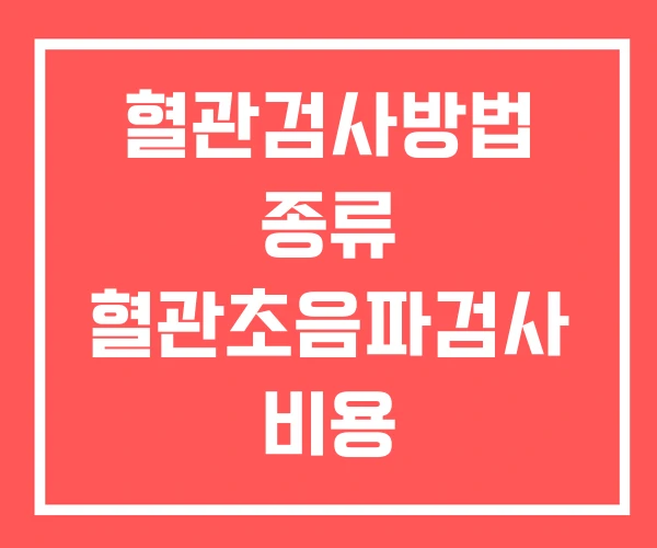 혈관검사방법 종류 혈관초음파검사 비용 혈관검사방법 종류 혈관초음파검사 비용