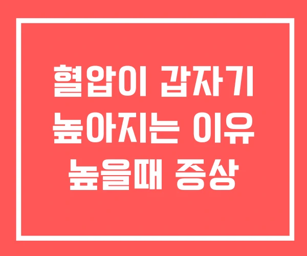 혈압이 갑자기 높아지는 이유 높을때 증상 혈압이 갑자기 높아지는 이유 높을때 증상