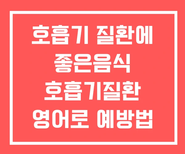 호흡기 질환에 좋은음식 호흡기질환 영어로 예방법